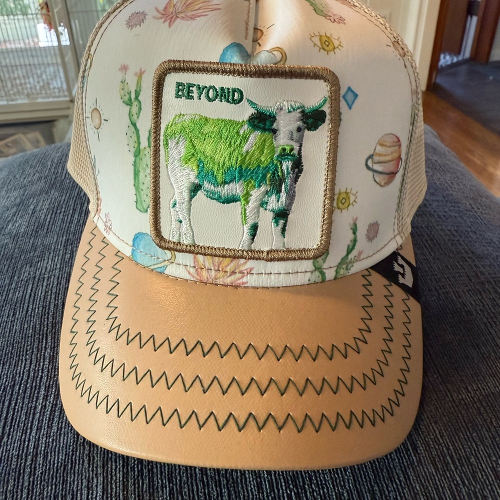 Goorin Bros Tan and Green Cow Patch Cap